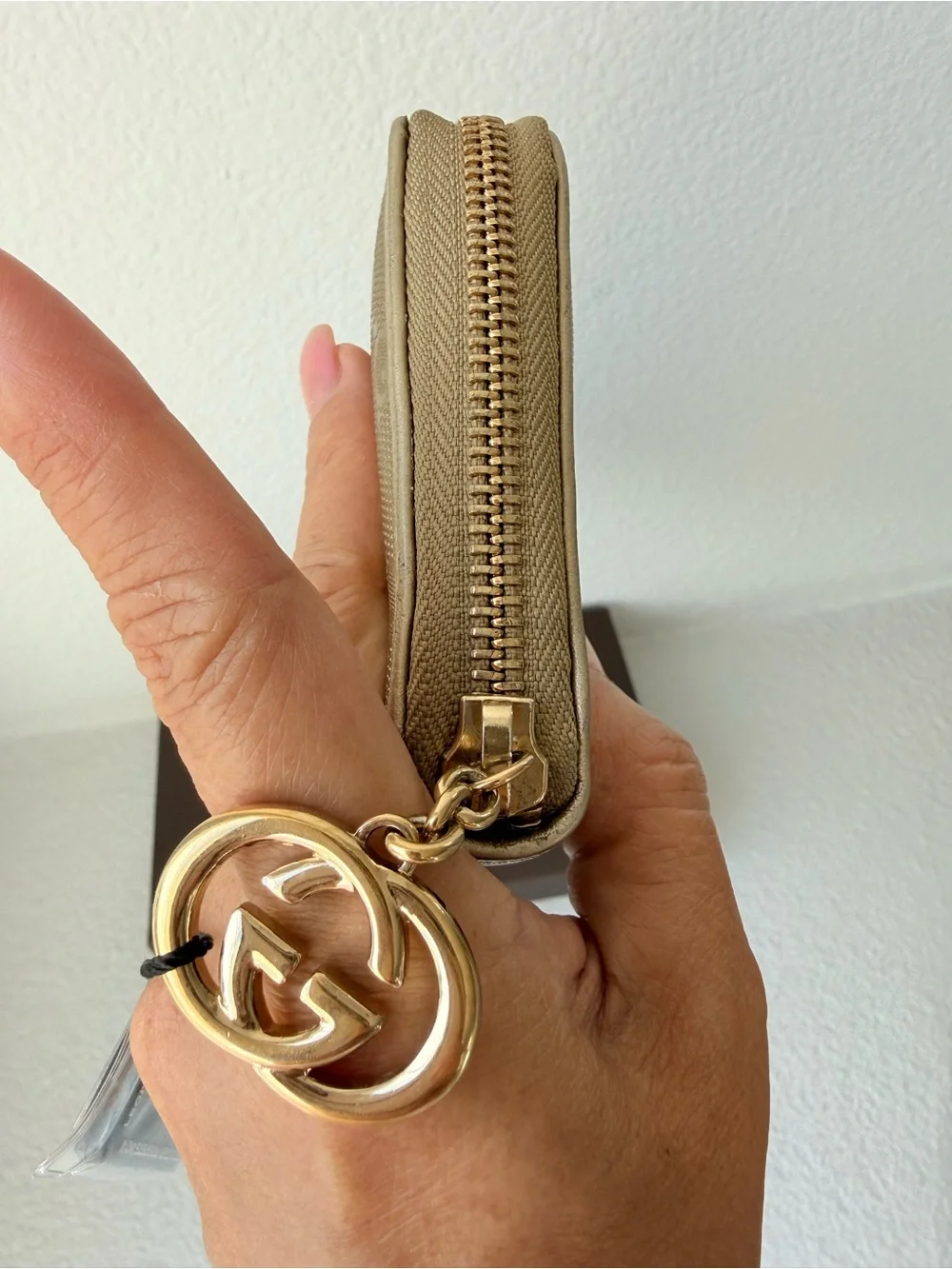 Gucci Microguccissima Metallic Gold Zip Around Wallet w/ Box